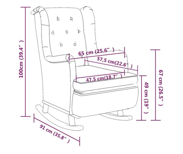 Люлеещ се фотьойл с табуретка, тъмнозелен, плат