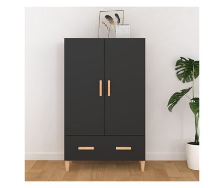 Dulap înalt, negru, 70x31x115 cm, lemn prelucrat