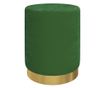 Кръгъл хокер за съхранение, зелен, кадифе