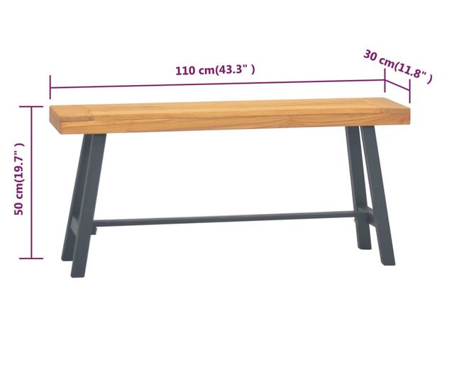 Παγκάκι 110 εκ. από Μασίφ Ξύλο Teak