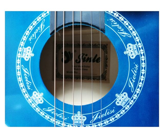 IdeallStore® klasszikus gitár, 95 cm, fa, Cutaway, kék, állvánnyal