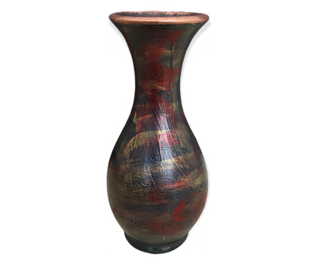 Vaza ceramica neagra decorata manual