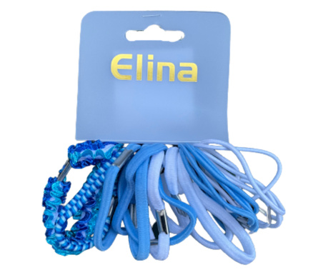 Set 20 elastice de par Elina Med, colorate, marimi diferite - Albastru