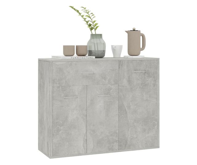 betonszürke forgácslap tálalószekrény 88 x 30 x 70 cm