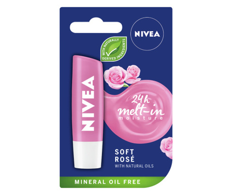Balsam de buze Nivea Lip Care Soft Rose, 4.8 g