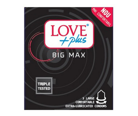 Prezervative Love Plus Big Max, 56 mm diametrul, 3 buc