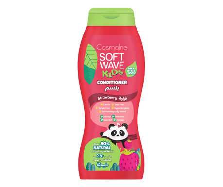 Cosmaline Soft Wave Kids, balsam cu 90% ingrediente naturale pentru copii, aroma de capsune, 400ml