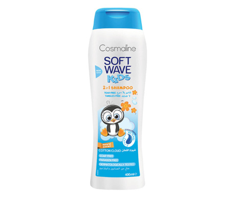 Cosmaline Soft Wave Kids, sampon cu ingrediente naturale pentru copii, aroma Cotton Cloud, 400ml