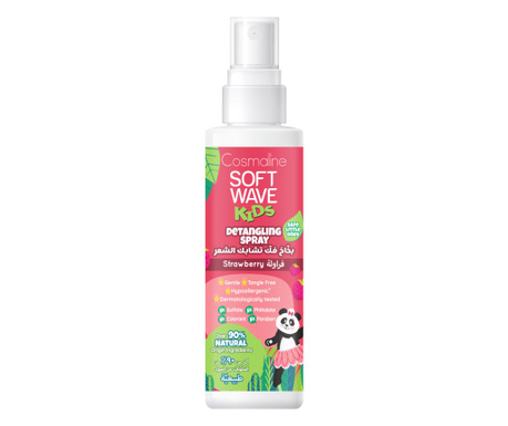 Cosmaline Soft Wave Kids, spray pentru descalcirea parului cu 90% ingrediente naturale, aroma de capsune, 125ml