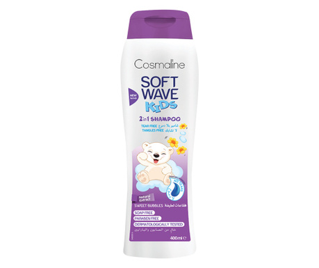 Cosmaline Soft Wave Kids, sampon cu ingrediente naturale pentru copii, aroma Sweet Bubbles, 400ml