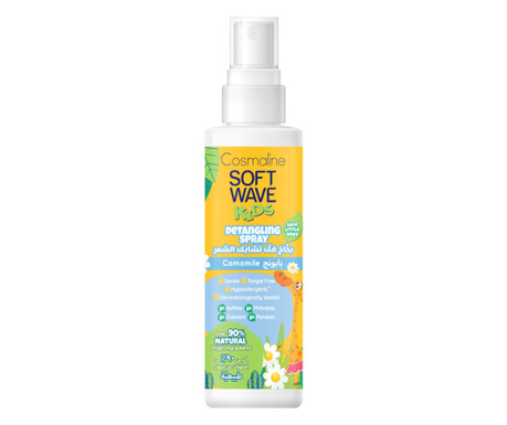Cosmaline Soft Wave Kids, spray pentru descalcirea parului cu 90% ingrediente naturale, aroma de musetel, 125ml
