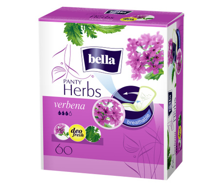 Absorbante zilnice Bella Herbs Panty cu extract de floare de verbina, 60 buc