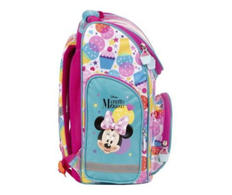Ghiozdan multicolor ergonomic pentru scoala, fetite, Derform Minnie Mouse