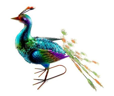 Decoratiune gradina, metalica, paun, 49x35.5x53 cm
