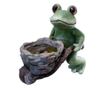Градинска декорация Mercaton®, Керамичен материал, Модел на жаба с количка, 31,5x21x35 см