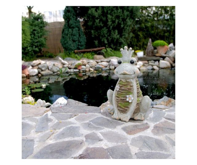 Decoratiune gradina, ceramica, broasca regina, 28.5x23x43 cm
