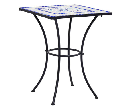 kék és fehér kerámia mozaikos bisztróasztal 60 cm
