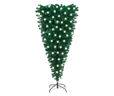 Obrácený umělý vánoční stromek s LED diodami zelený 120 cm