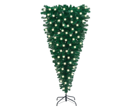 Obrácený umělý vánoční stromek s LED diodami zelený 150 cm