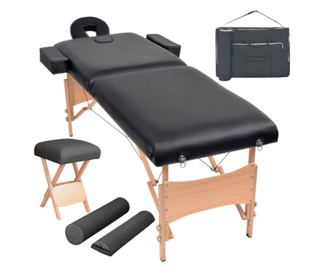 2zónový skládací masážní stůl a stolička tloušťka 10 cm černé