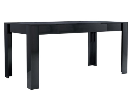 Stół jadalniany, wysoki połysk, czarny, 160 x 80 x 76 cm