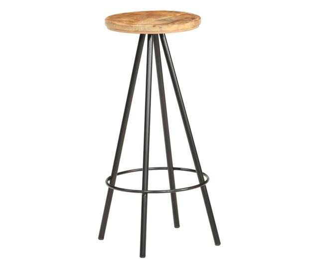 Barski stoli, 4 kosi, neobdelan mangov les