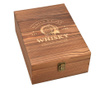 Set cadou cu 4 pahare si 8 cuburi din bazalt pentru whisky in cutie din lemn