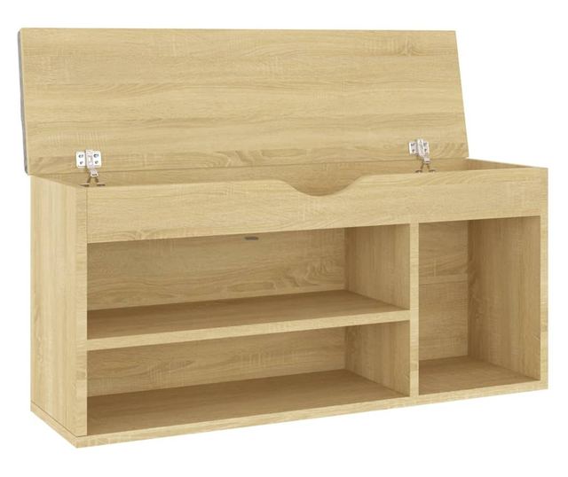 Bancheta pantofar cu perna, stejar sonoma, 104x30x49 cm, PAL