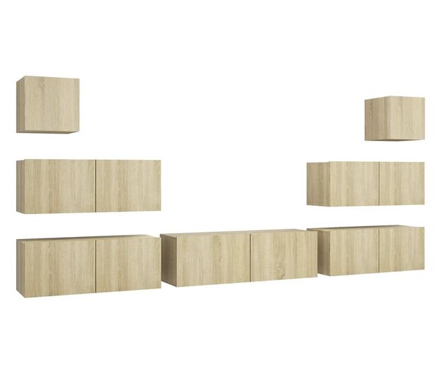 Set de dulapuri TV, 7 piese, stejar sonoma, PAL