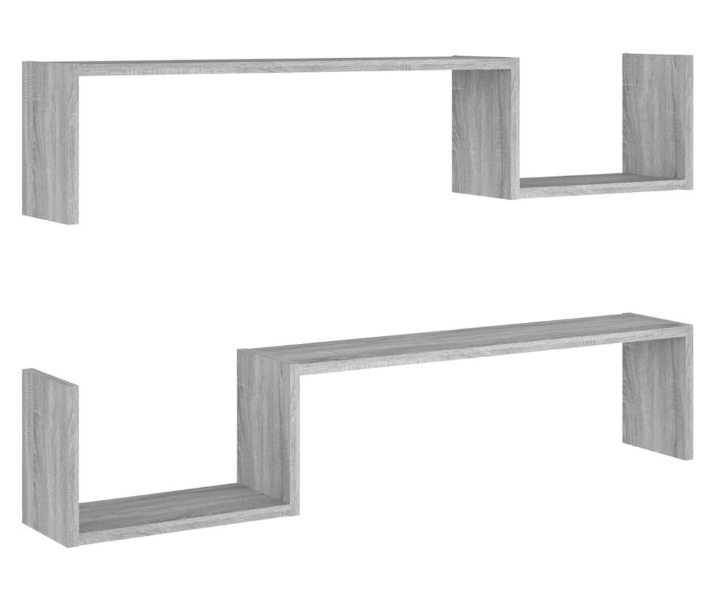 Falik sarokpolc 2 db sonoma szürke 100x15x20 cm feldolgozott fa - 2