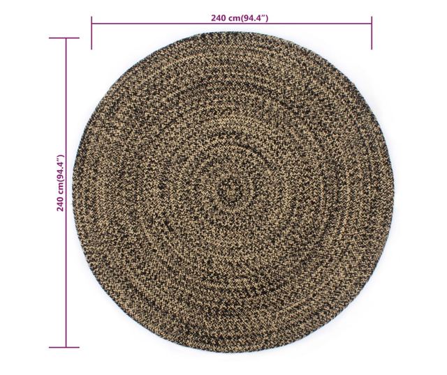 Ručno rađeni tepih od jute crno-smeđi 240 cm