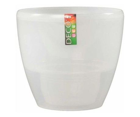 Samozalivalni cvetlični lonec DECO TWIN 1,5 L, prozoren, plastičen