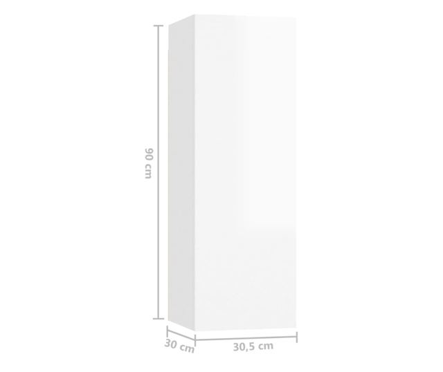 TV komode, 4 kom., bijele visoki sjaj, 30,5x30x90 cm, PAL