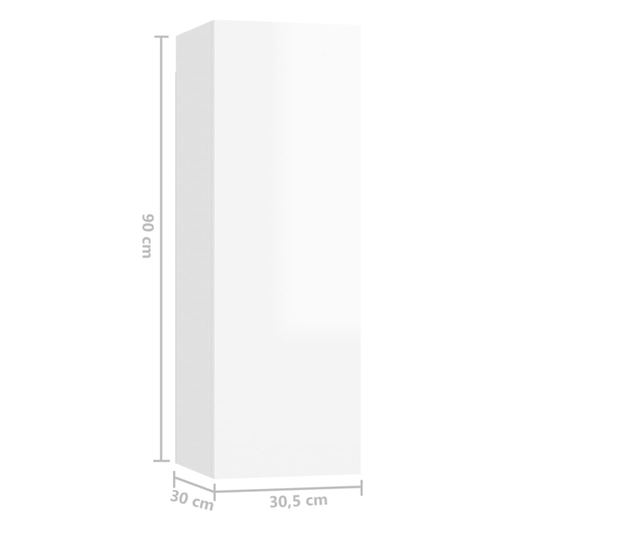 Set TV ormari, 10 komada, bijeli ekstra sjajni, PAL