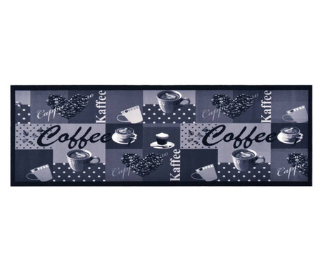 Kuchenny dywanik podłogowy Coffee, niebieski, 60x180 cm