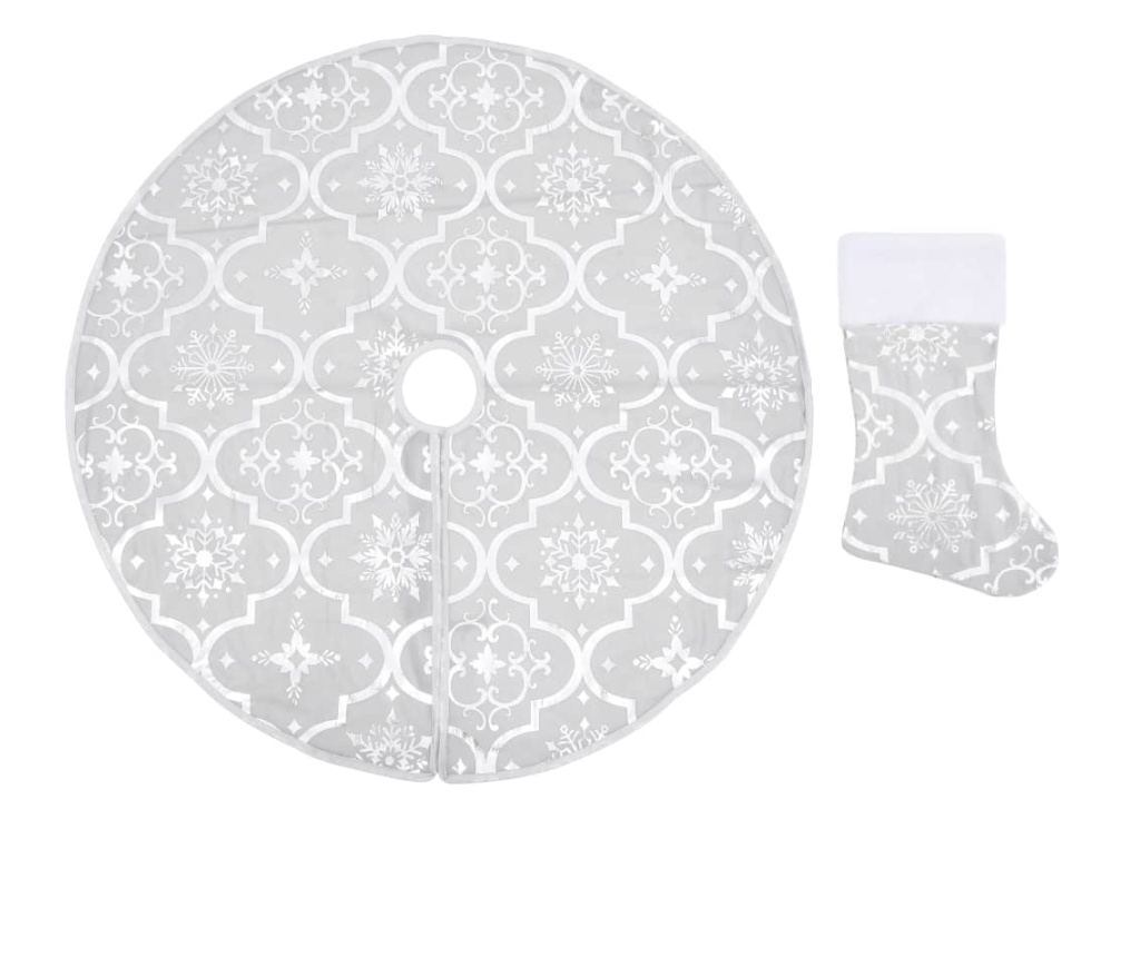Suknja za božićno drvce s čarapom, bijela, 90 cm, tkanina - 2