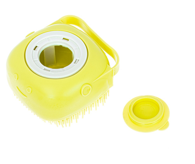 Mercaton® силиконова четка с вграден дозатор за шампоан за домашни любимци, жълта