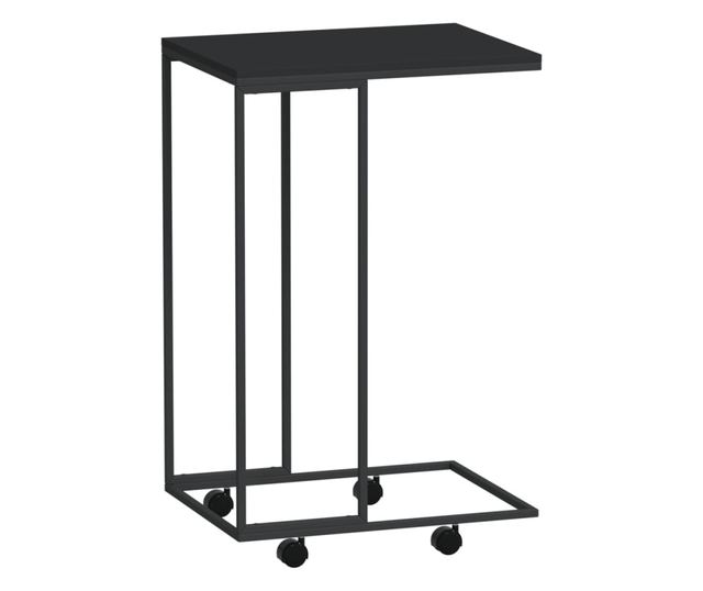Masuta laterala cu roti, negru, 40x30x63,5 cm, lemn prelucrat