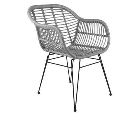 Set 2 scaune Costa, ratan, gri, 81x58x59 cm