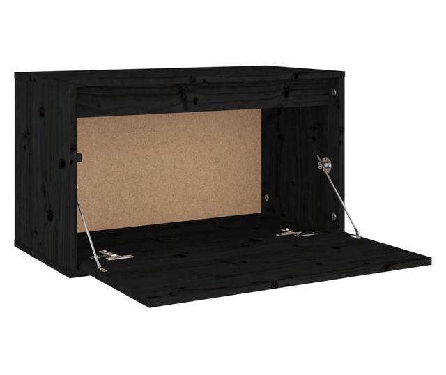 Zidni ormarić, crni, 60x30x35 cm, masivno borovo drvo