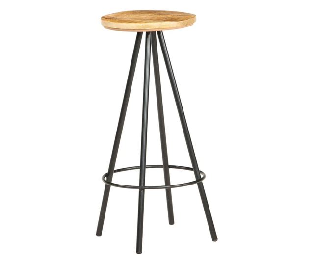 Barski stoli, 4 kosi, neobdelan mangov les