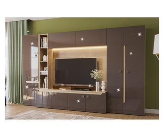 Холна секция Smart L324 дъб небраска и Трюфел супер гланц