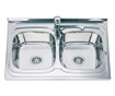 Кухненска мивка Inter Ceramic ICK SS8060P, Хром, Гланц, Алпака, Бордова, С две корита, С отвор за смесител, Със сифон и монтажен