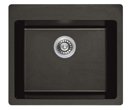 Кухненска мивка Inter Ceramic ICGS 8304 Black, Черна, Композитен материал, За вграждане, С опция за отвор за смесител, Със сифон