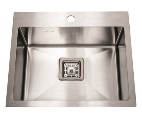 Кухненска мивка Inter Ceramic ICK 5032, Неръждаема стомана, За вграждане, Със сатенено покритие против отпечатъци, Със сифон