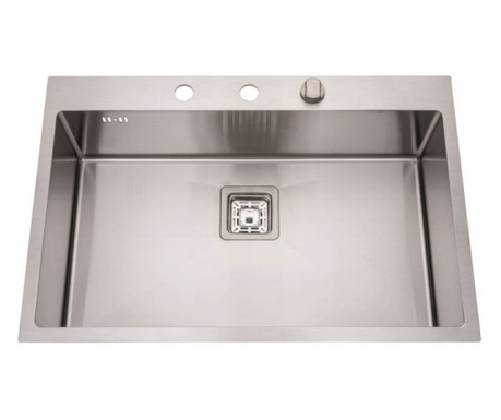 Кухненска мивка Inter Ceramic ICK 7750, Неръждаема стомана, За вграждане, Сатенено покритие против отпечатъци, Със сифон