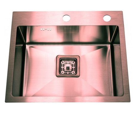 Кухненска мивка Inter Ceramic ICK 5032K, Розово злато, Неръждаема стомана, За вграждане, Сатенено покритие против отпечатъци, Съ