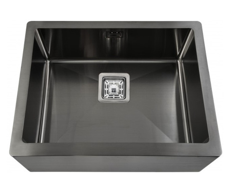 Кухненска мивка Inter Ceramic ICK 5946, Черна, Неръждаема стомана, За вграждане, Сатенено покритие против отпечатъци, Със сифон