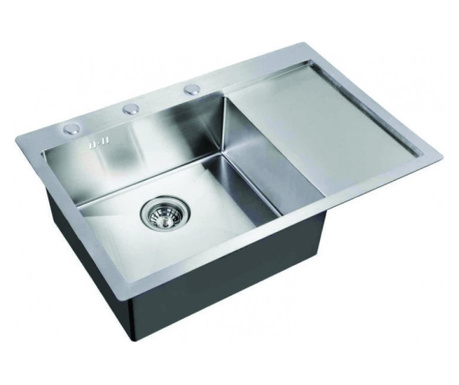 Кухненска мивка Inter Ceramic ICK 7951C, Неръждаема стомана, За вграждане, Сатенено покритие против отпечатъци, Десен плот, Със