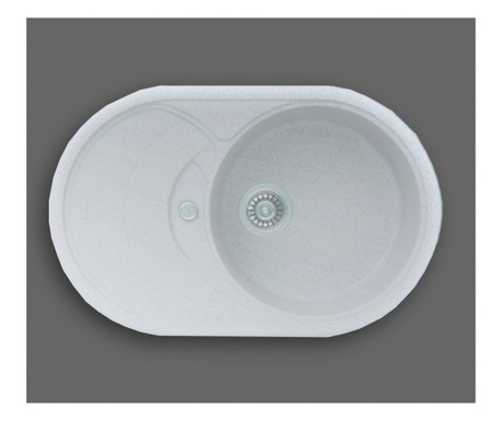 Кухненска мивка Inter Ceramic ICGS 8310 W, Бяла, Композитен материал, За вграждане, С опция за отвор за смесител, Със сифон